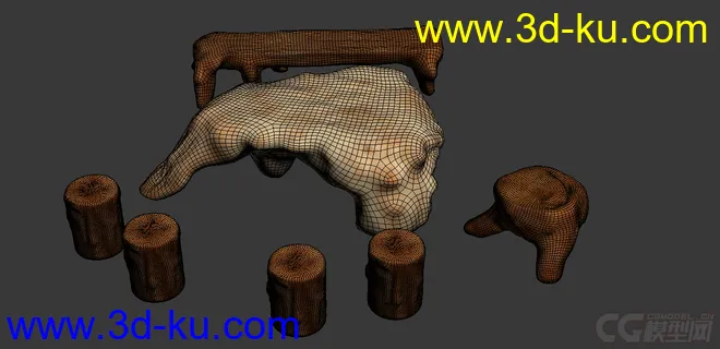 一组木雕茶几模型的图片1