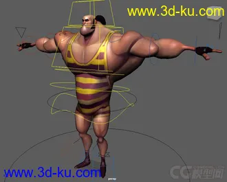 3D打印模型StrongMan cartoon Rig with textures的图片