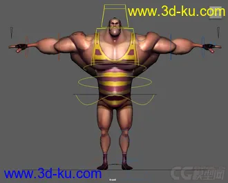 3D打印模型StrongMan cartoon Rig with textures的图片