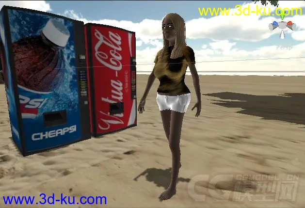 精密骨骼绑定的豹纹短袖女孩,max通用格式,可导入Unity3d模型的图片2