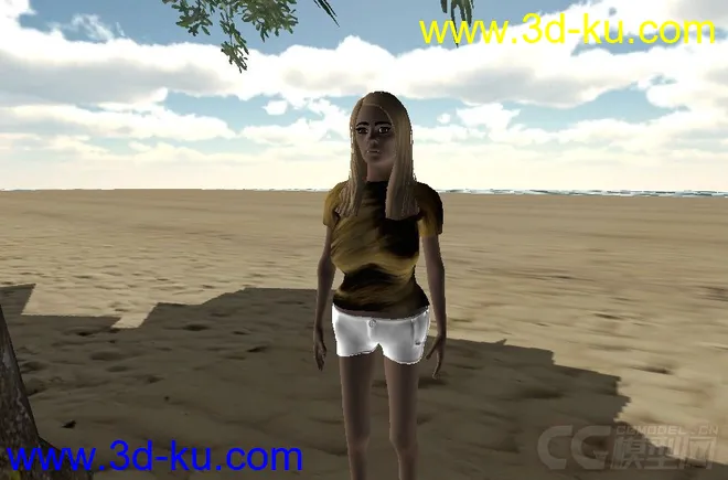精密骨骼绑定的豹纹短袖女孩,max通用格式,可导入Unity3d模型的图片5