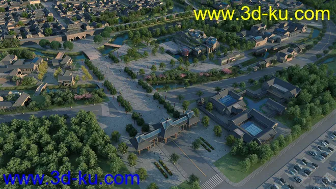 古建  中式古城镇模型的图片1