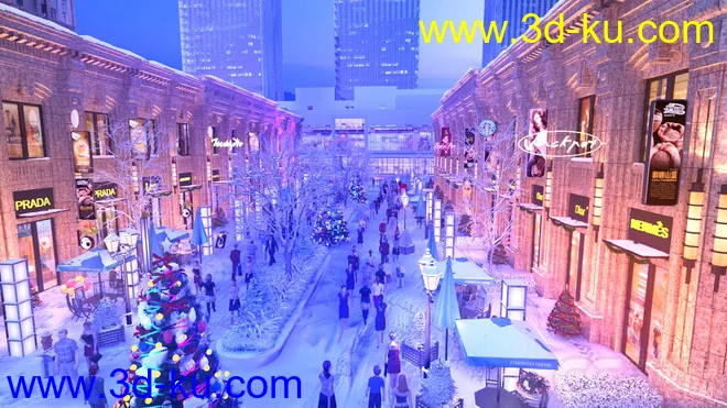 商业街雪景   万达公馆模型的图片1