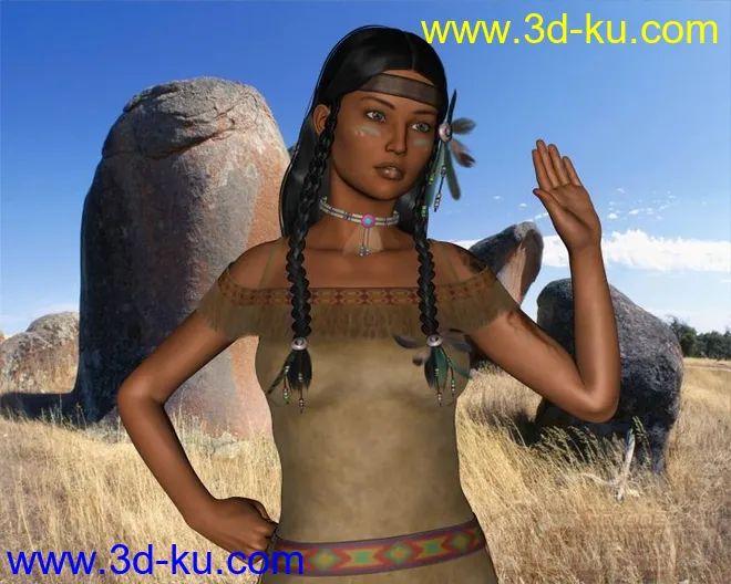 17730 Wachiwi - Native American Character, Outfit, Hair and Poses Bundle模型的图片1