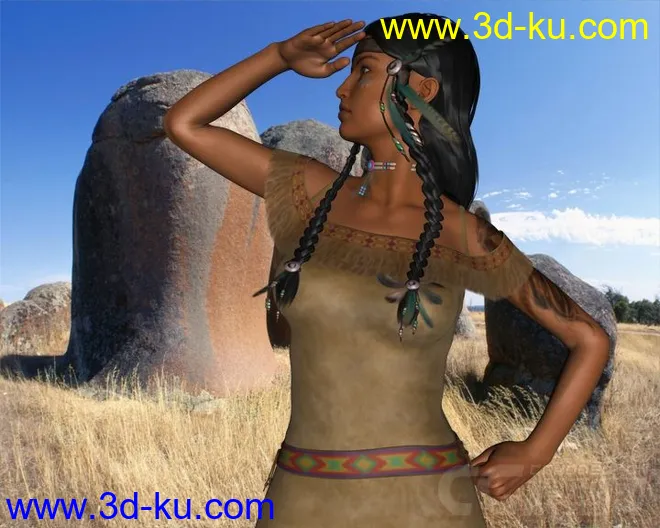 17730 Wachiwi - Native American Character, Outfit, Hair and Poses Bundle模型的图片2