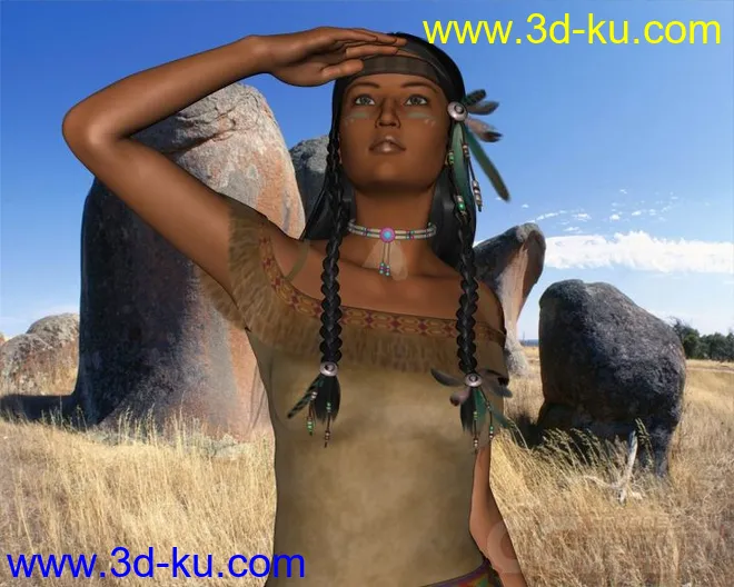 17730 Wachiwi - Native American Character, Outfit, Hair and Poses Bundle模型的图片3