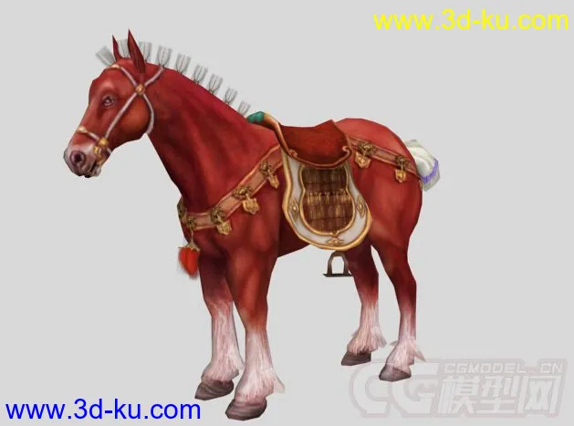 赤兔马 红色的马 红马 古代马匹 模型的图片1