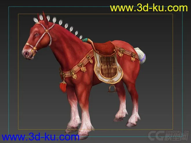 赤兔马 红色的马 红马 古代马匹 模型的图片3