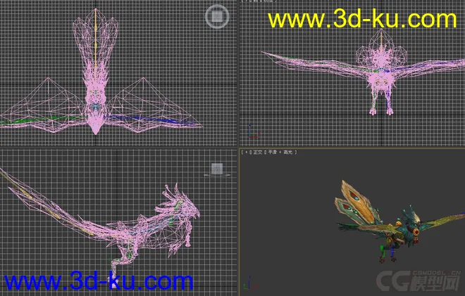 凤凰飞有材质贴图已绑定骨骼模型9免费下载的图片2