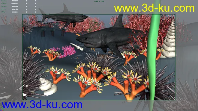 海地鲨鱼海草场景模型下载的图片1