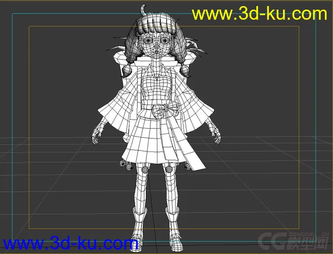 Q版超级可爱的古装女孩,—CG角色模型下载（有贴图有绑定有动画））的图片3