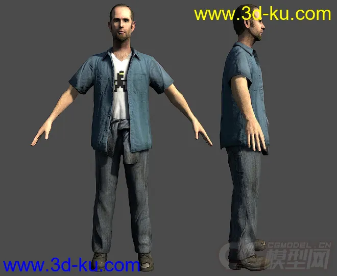 穿衬衫的地痞男子3D模型免费下载的图片1