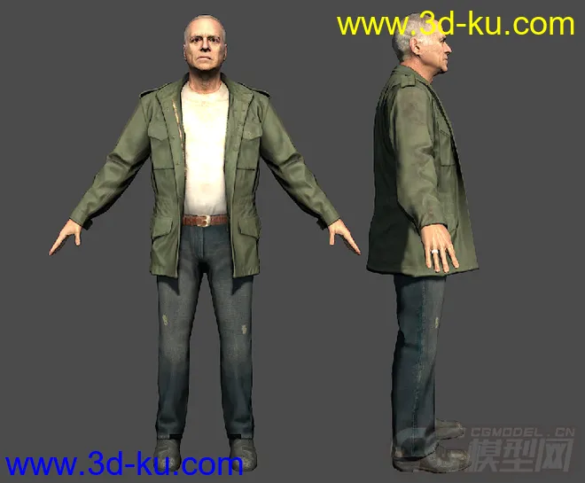 穿军装的老头子3D模型免费下载的图片1