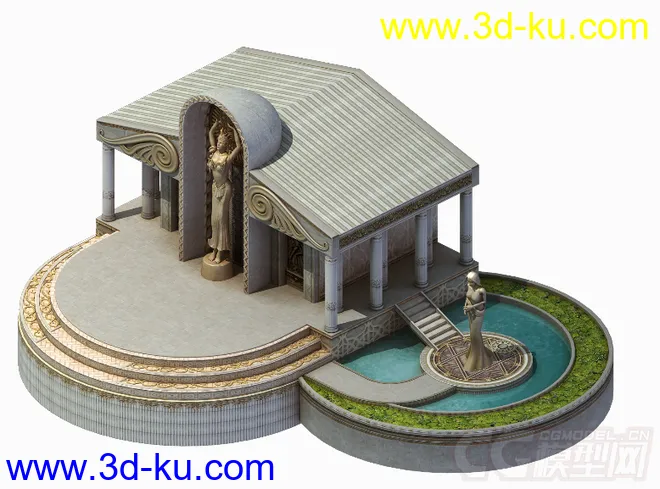 古希腊风格，西式古典建筑场景模型免费下载的图片1