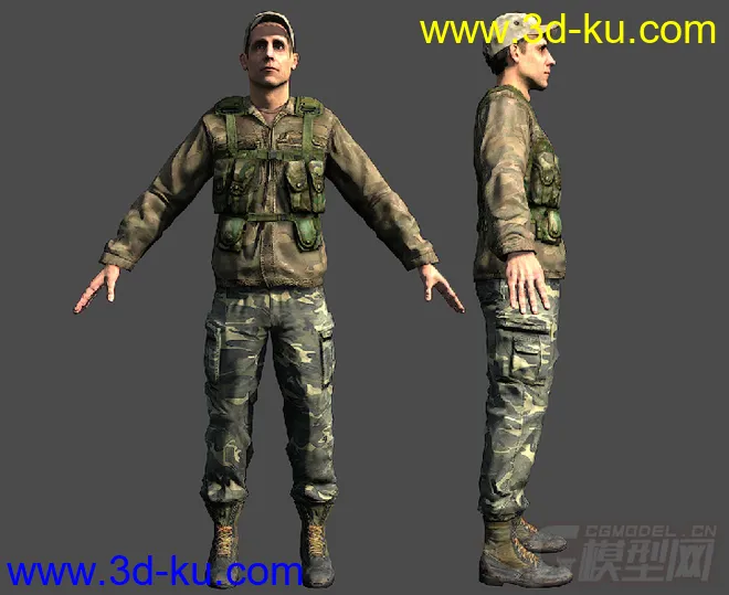 美国大兵3D模型免费下载，有材质贴图，OBJ格式的图片1