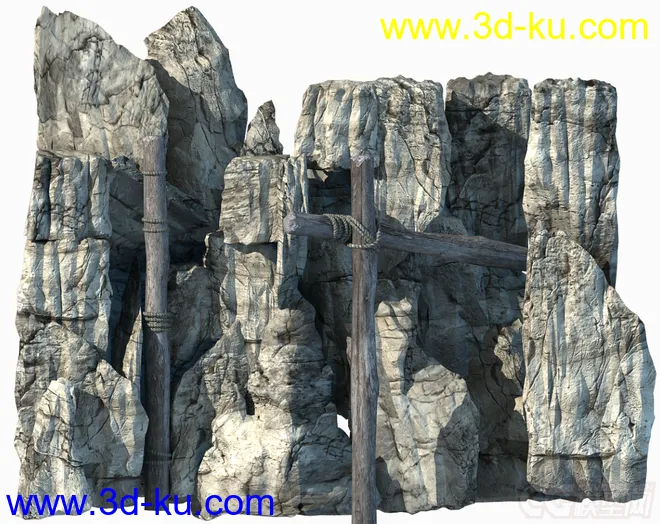 石头假山场景3D模型免费下载的图片1