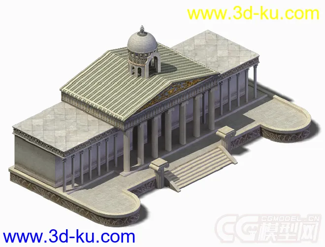 西式古典建筑古希腊风格神殿模型下载的图片1