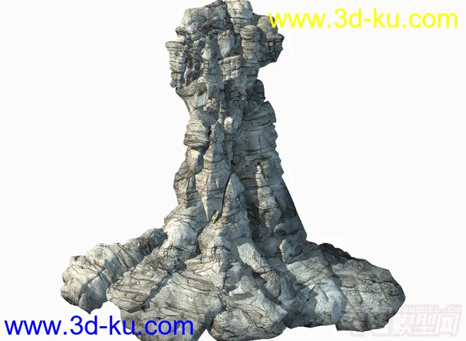 一堆假山石头场景模型免费下载，有材质贴图，max格式文件的图片1