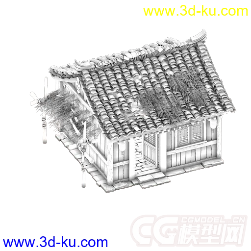 淳朴的中国小木屋3D模型的图片1