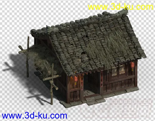 淳朴的中国小木屋3D模型的图片2