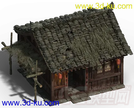 淳朴的中国小木屋3D模型的图片3