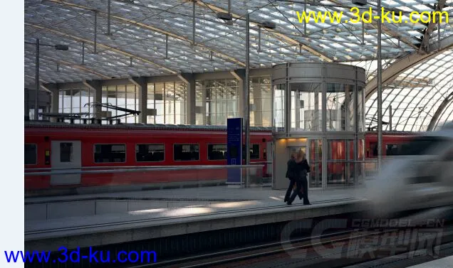 影视级火车站 站台 高铁站台 （渲染的低质量图）模型的图片1