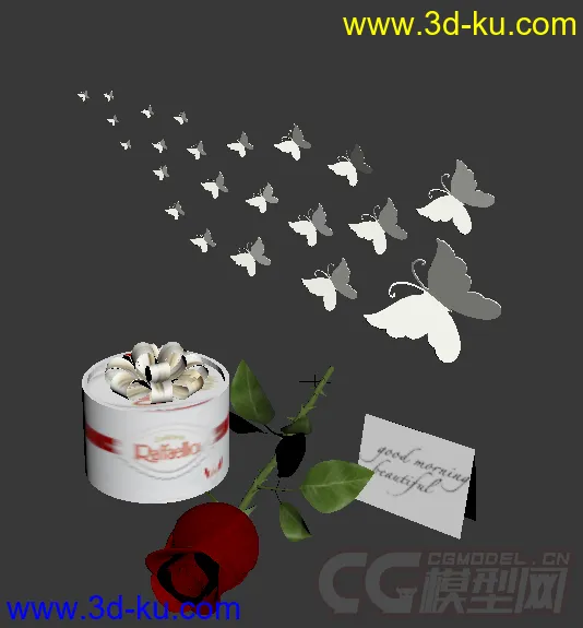 玫瑰 礼物盒 装饰模型的图片2