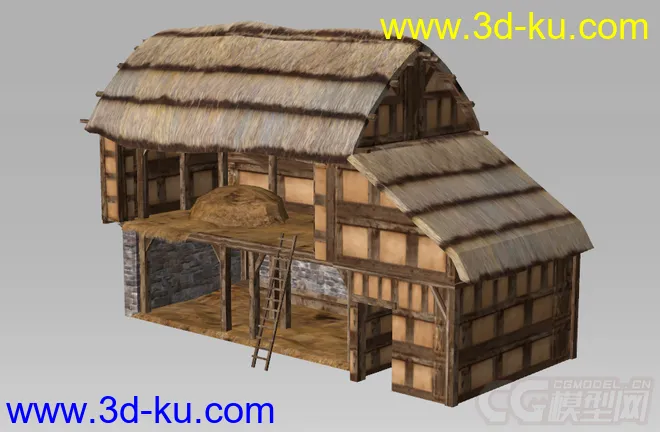 中世界农场茅草仓库模型的图片1