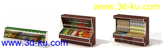超市各种高精度、饮料、蔬菜、生活品、货架等模型的图片1