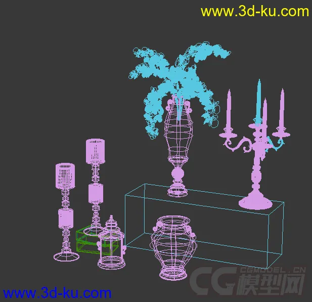花瓶 蜡烛灯 装饰品模型的图片2
