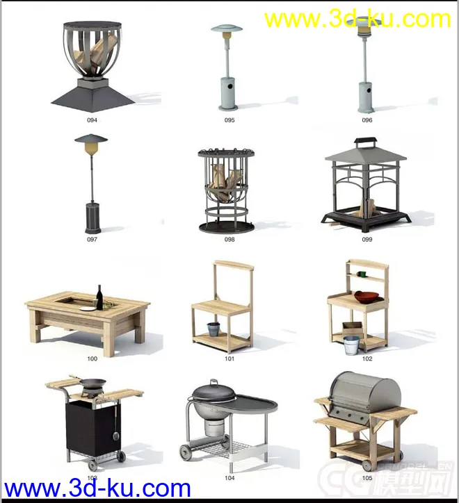 水井，烤箱，烧烤，摇椅躺椅，咖啡桌子，小品，阳伞，草地灯壁灯路灯，小木桥模型的图片8