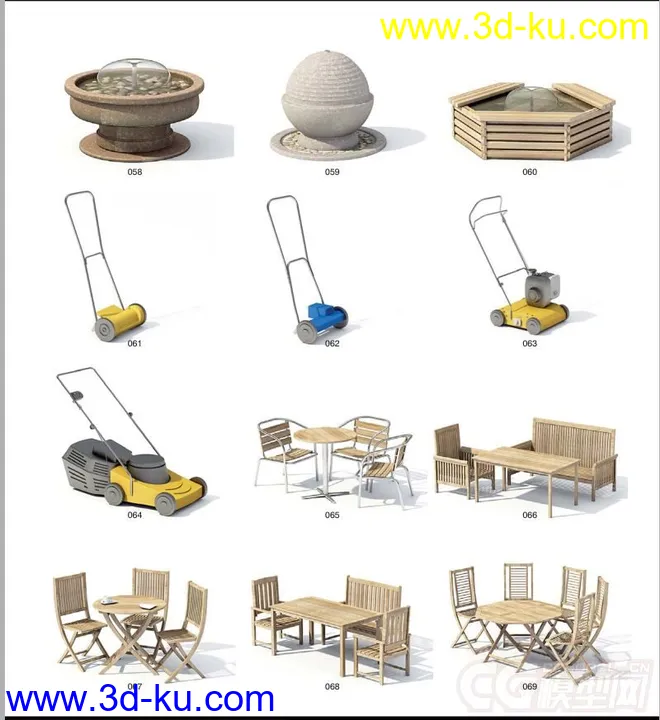 水井，烤箱，烧烤，摇椅躺椅，咖啡桌子，小品，阳伞，草地灯壁灯路灯，小木桥模型的图片10