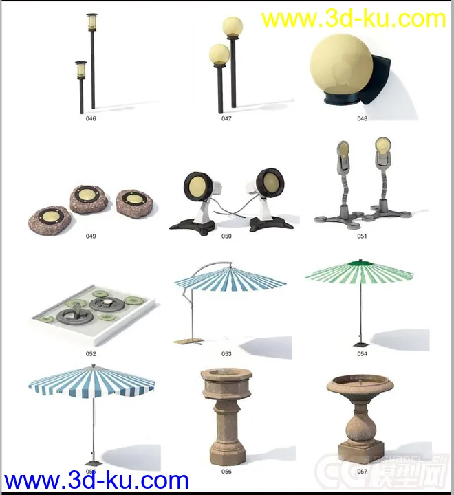 水井，烤箱，烧烤，摇椅躺椅，咖啡桌子，小品，阳伞，草地灯壁灯路灯，小木桥模型的图片5