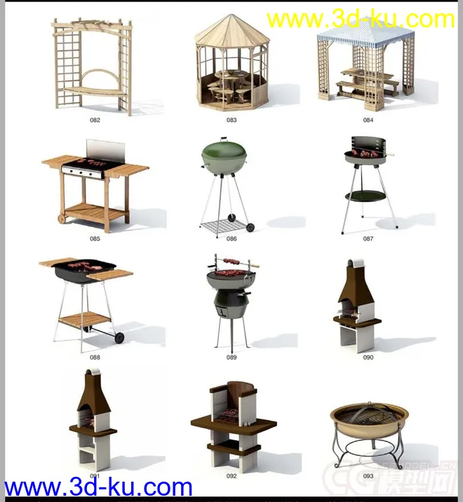 水井，烤箱，烧烤，摇椅躺椅，咖啡桌子，小品，阳伞，草地灯壁灯路灯，小木桥模型的图片7