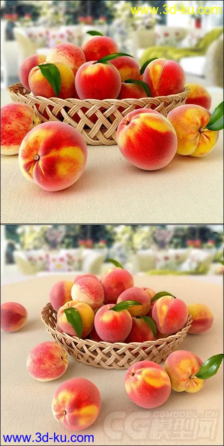 一筐写实的水蜜桃模型的图片2