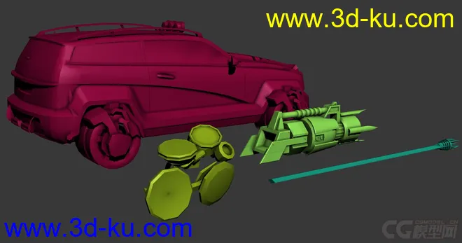 精细的3D打印模型，变形金刚，机器人，汽车人，车辆，武器 火箭筒，含STL源文件的图片8