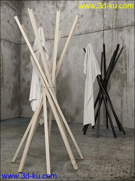 日常木质晾衣架模型的图片1