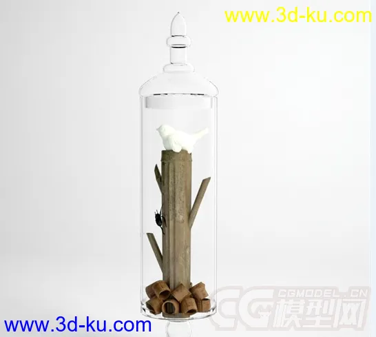 玻璃瓶装饰物品 里面有木头模型的图片1