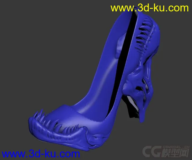 精细的3D打印模型，鞋子，霸王龙高跟鞋，打印出来组装，内含STL源文件，可用于3D打印的图片1