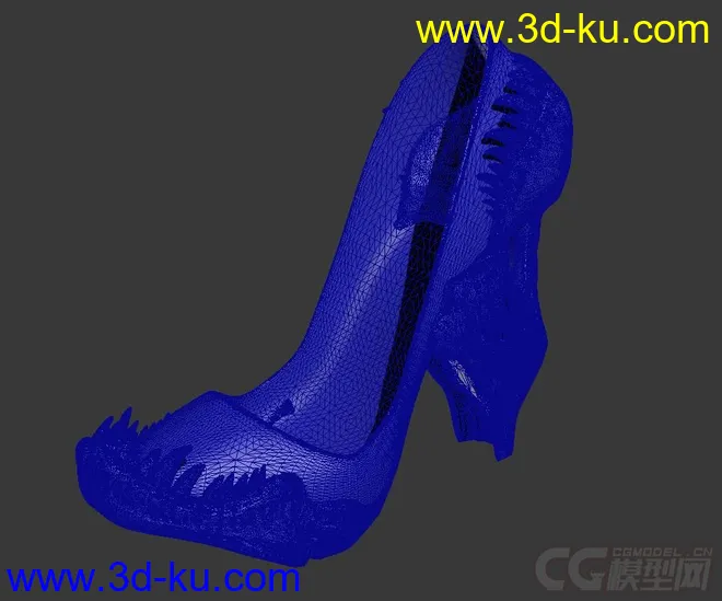 精细的3D打印模型，鞋子，霸王龙高跟鞋，打印出来组装，内含STL源文件，可用于3D打印的图片2