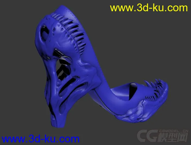 精细的3D打印模型，鞋子，霸王龙高跟鞋，打印出来组装，内含STL源文件，可用于3D打印的图片4