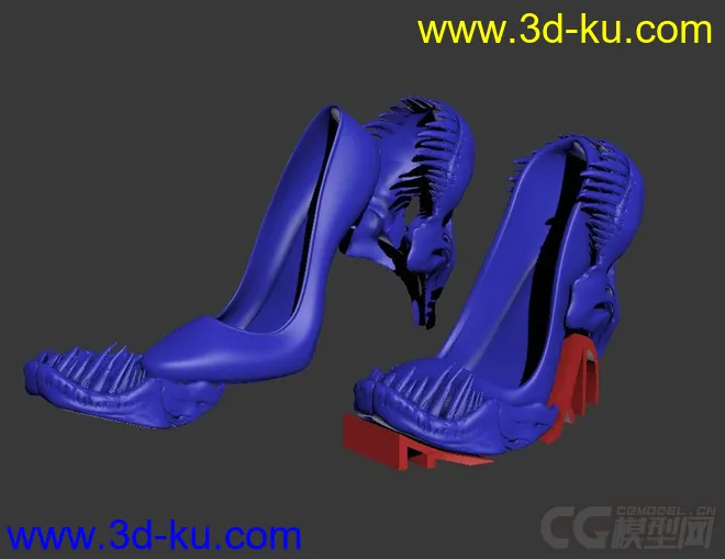 精细的3D打印模型，鞋子，霸王龙高跟鞋，打印出来组装，内含STL源文件，可用于3D打印的图片5