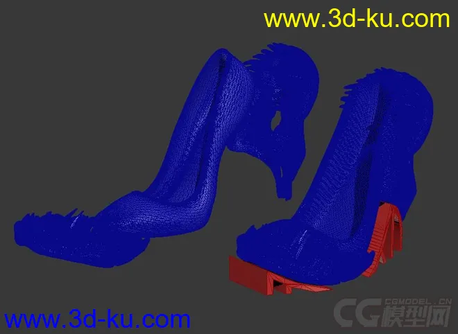 精细的3D打印模型，鞋子，霸王龙高跟鞋，打印出来组装，内含STL源文件，可用于3D打印的图片6