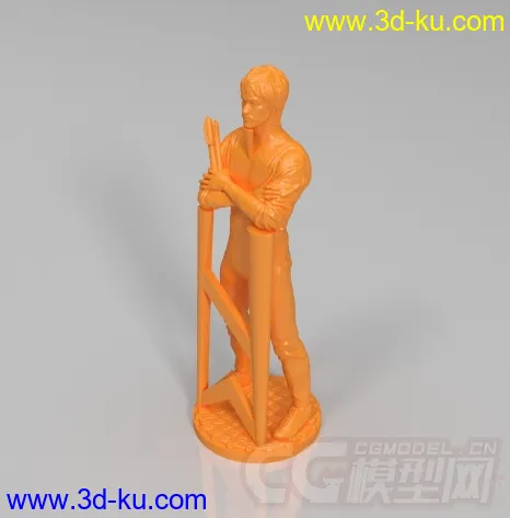 精细的3D打印模型，李小龙带支撑，功夫，双节棍，内含STL源文件，可用于3D打印的图片1
