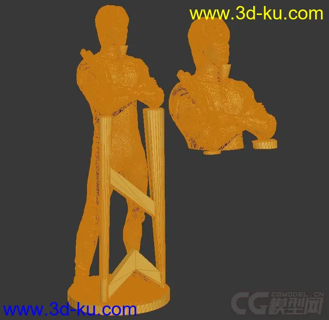 精细的3D打印模型，李小龙带支撑，功夫，双节棍，内含STL源文件，可用于3D打印的图片9