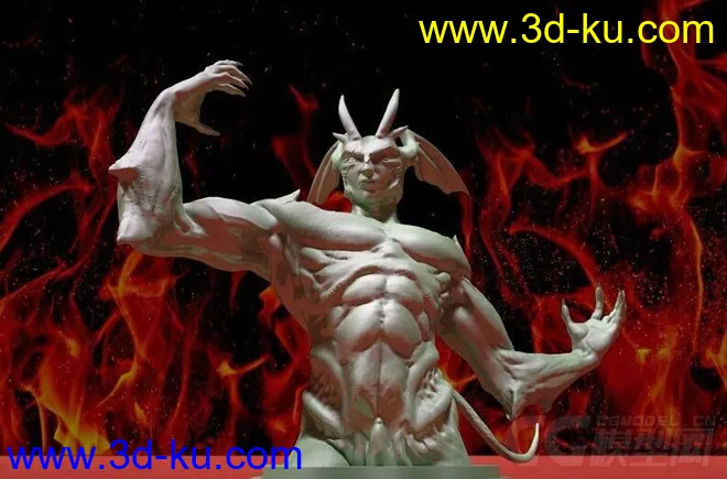 精细的3D打印模型，魔鬼，半身像怪兽，装饰品，内含STL源文件，可用于3D打印的图片2