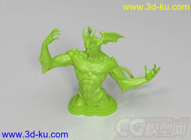 精细的3D打印模型，魔鬼，半身像怪兽，装饰品，内含STL源文件，可用于3D打印的图片3
