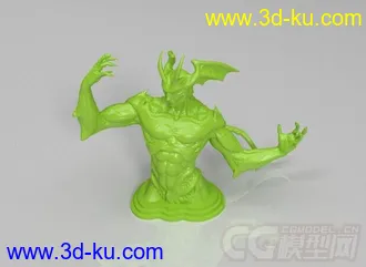 精细的3D打印模型，魔鬼，半身像怪兽，装饰品，内含STL源文件，可用于3D打印的图片