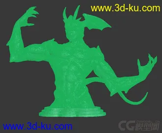 精细的3D打印模型，魔鬼，半身像怪兽，装饰品，内含STL源文件，可用于3D打印的图片