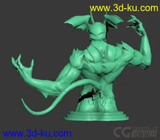 精细的3D打印模型，魔鬼，半身像怪兽，装饰品，内含STL源文件，可用于3D打印的图片